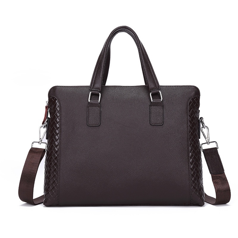 Men's Briefcase Genuine Leather 14-inch Laptop Bag Horizontal Cowhide Business Office Bag - Image 3