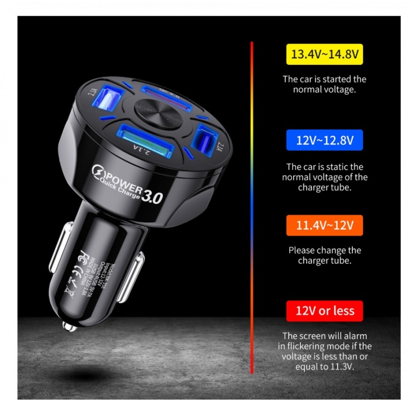 Fast Charge Car Charger One For Four Car Mobile Phone Charger Car Charger - Image 3