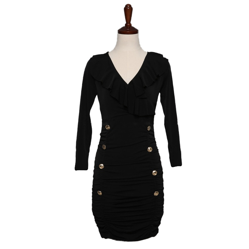 V-neck Base Small Dress Long Sleeve Dress - Image 5
