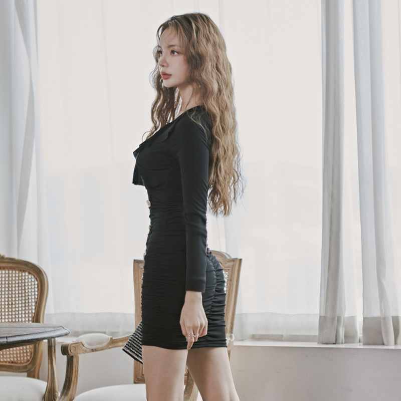 V-neck Base Small Dress Long Sleeve Dress - Image 3