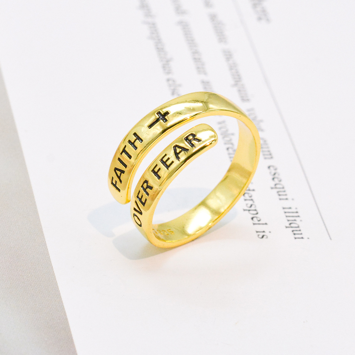 S925 Sterling Silver Adjustable INS Inspirational Retro Simple Ring - Image 2