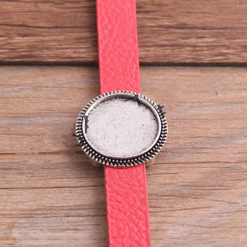 Simple Fashion Bracelet PU Leather Alloy Base Support Buckle 18mm DIY Bracelet - Image 7