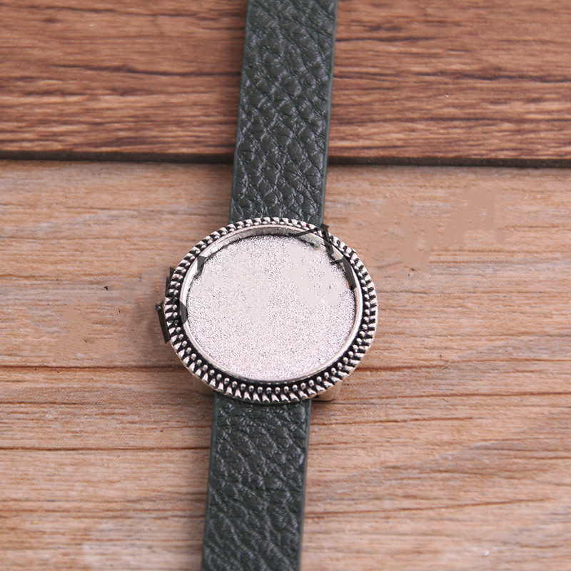 Simple Fashion Bracelet PU Leather Alloy Base Support Buckle 18mm DIY Bracelet - Image 8