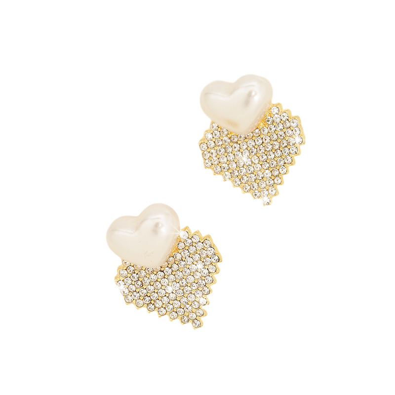 Stylish Vintage Diamond And Pearl Love Earrings - Image 3