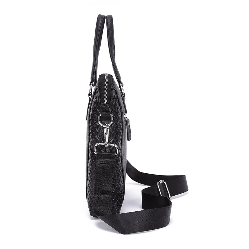 Men's Briefcase Genuine Leather 14-inch Laptop Bag Horizontal Cowhide Business Office Bag - Image 5