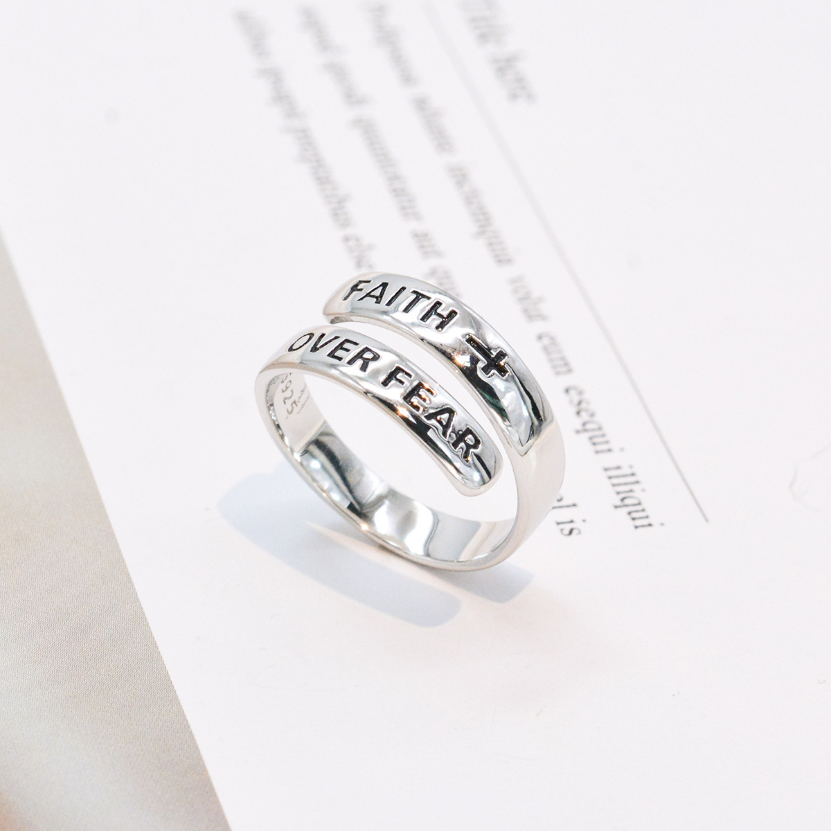 S925 Sterling Silver Adjustable INS Inspirational Retro Simple Ring