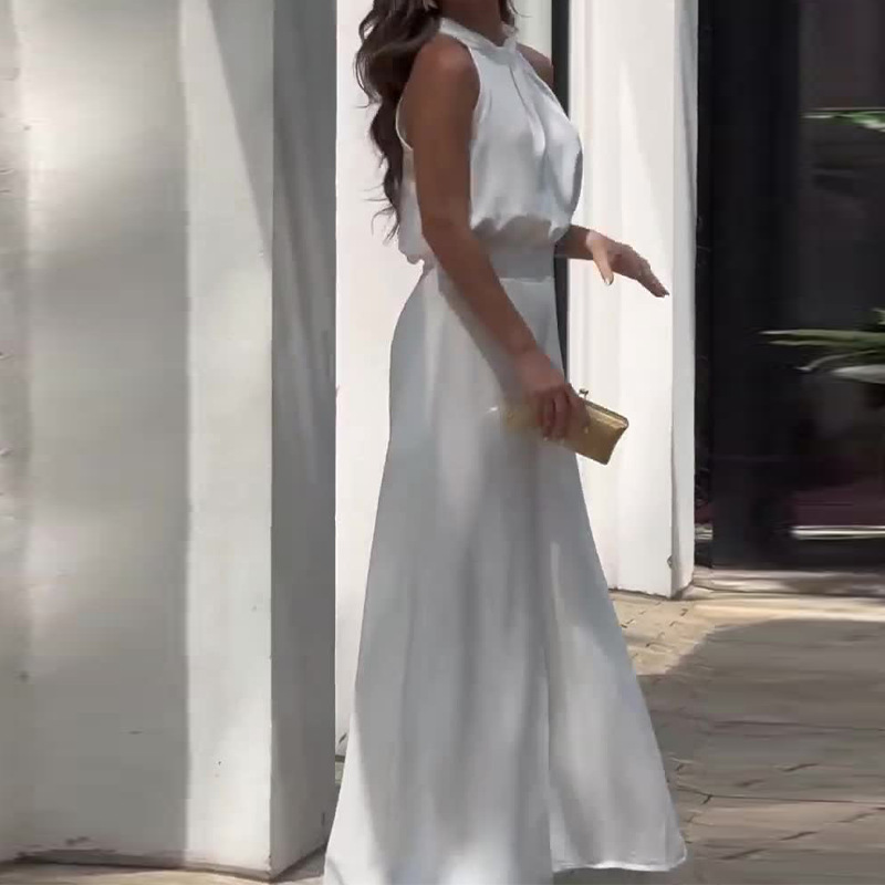 Women's Round Neck Sleeveless High Waist Wide Leg Suit - Image 4