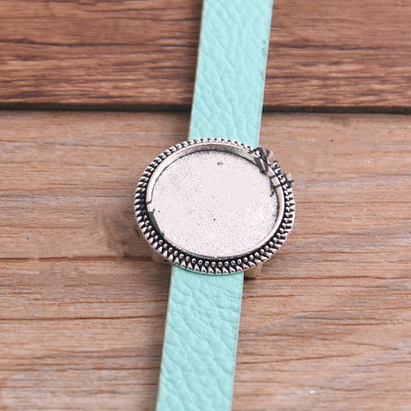 Simple Fashion Bracelet PU Leather Alloy Base Support Buckle 18mm DIY Bracelet - Image 5