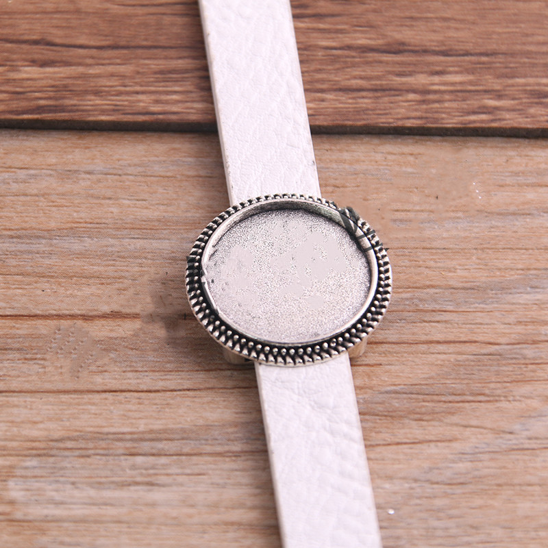 Simple Fashion Bracelet PU Leather Alloy Base Support Buckle 18mm DIY Bracelet - Image 4