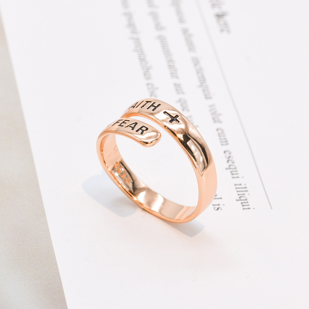 S925 Sterling Silver Adjustable INS Inspirational Retro Simple Ring - Image 9