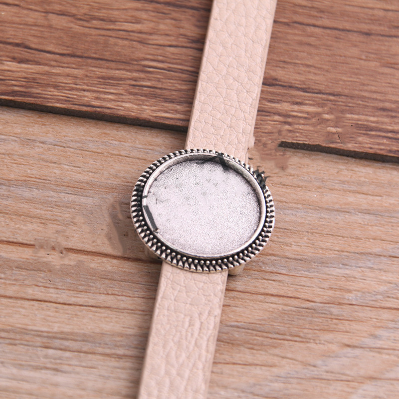 Simple Fashion Bracelet PU Leather Alloy Base Support Buckle 18mm DIY Bracelet - Image 6