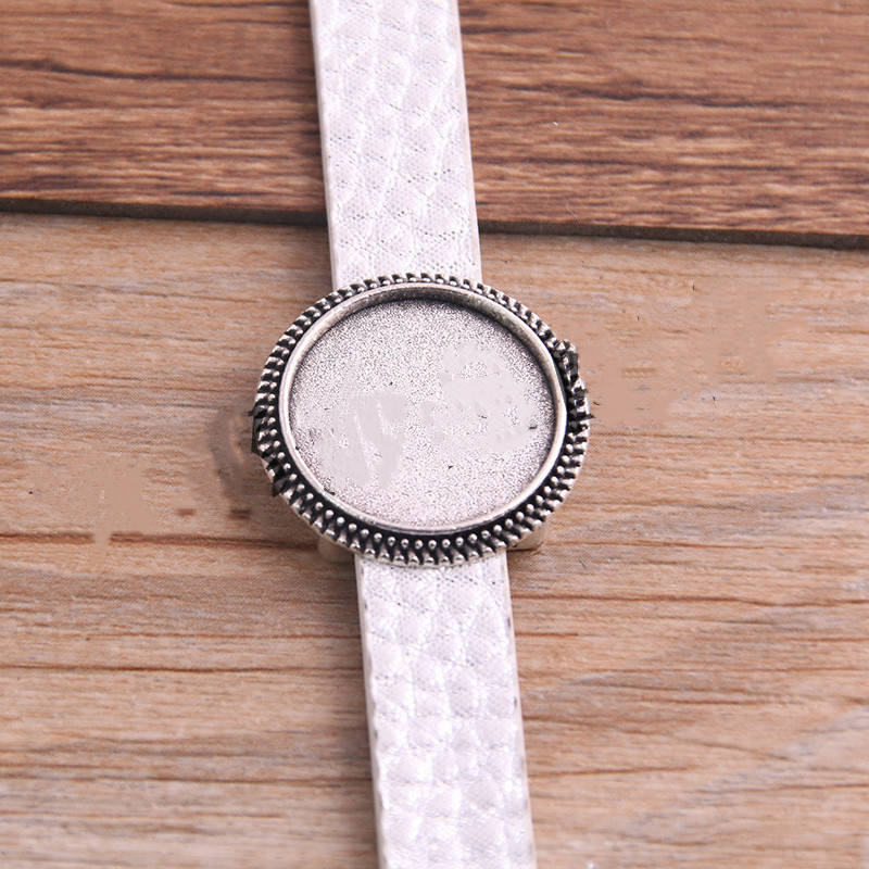 Simple Fashion Bracelet PU Leather Alloy Base Support Buckle 18mm DIY Bracelet - Image 3