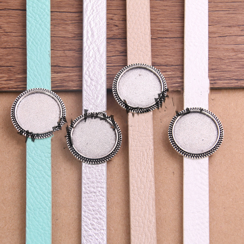 Simple Fashion Bracelet PU Leather Alloy Base Support Buckle 18mm DIY Bracelet - Image 10
