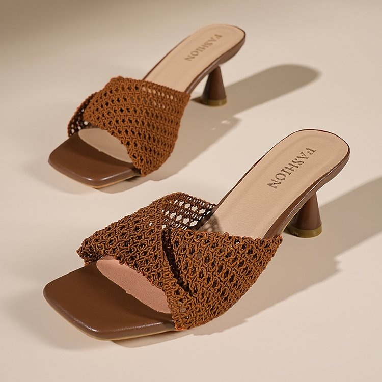 First Meet Season Woven Wedge Roman Sandals For Women, Designer Vacation Style Beach Platform Slide Sandals, Summer Outdoor Mules For Ladies