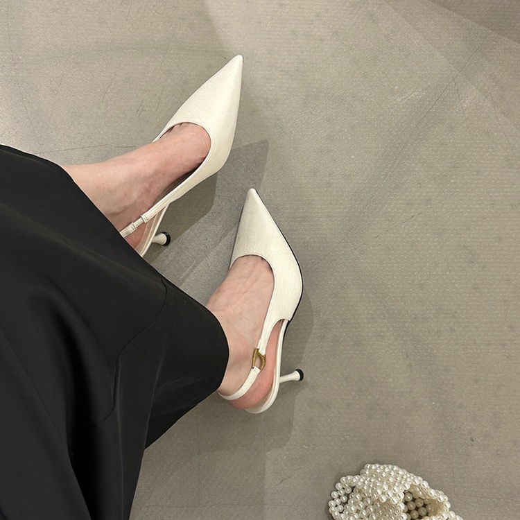 Women's Slingback Sandals, Niche Pointed Toe Low Cut Kitten Heels, Elegant Korean Style Retro Fashion High Heel Pumps For Spring - Image 2