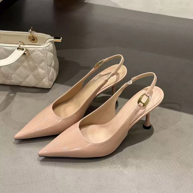 Women's Slingback Sandals, Niche Pointed Toe Low Cut Kitten Heels, Elegant Korean Style Retro Fashion High Heel Pumps For Spring - Image 3